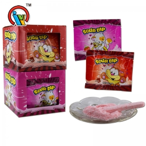 bala em pó azedo de sabor frutado com bala prensada