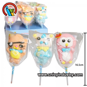 Venda por atacado de marshmallow de chupa-chupa de algodão doce com formato de desenho animado