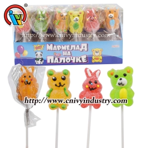Urso e coelho em forma de doce de pirulito de goma de gelatina