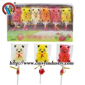 Doce de pirulito de fruta em forma de panda chinês para crianças