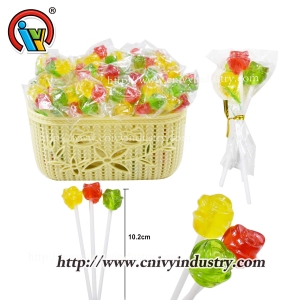 Doce pirulito OEM 3 em 1 em forma de flor